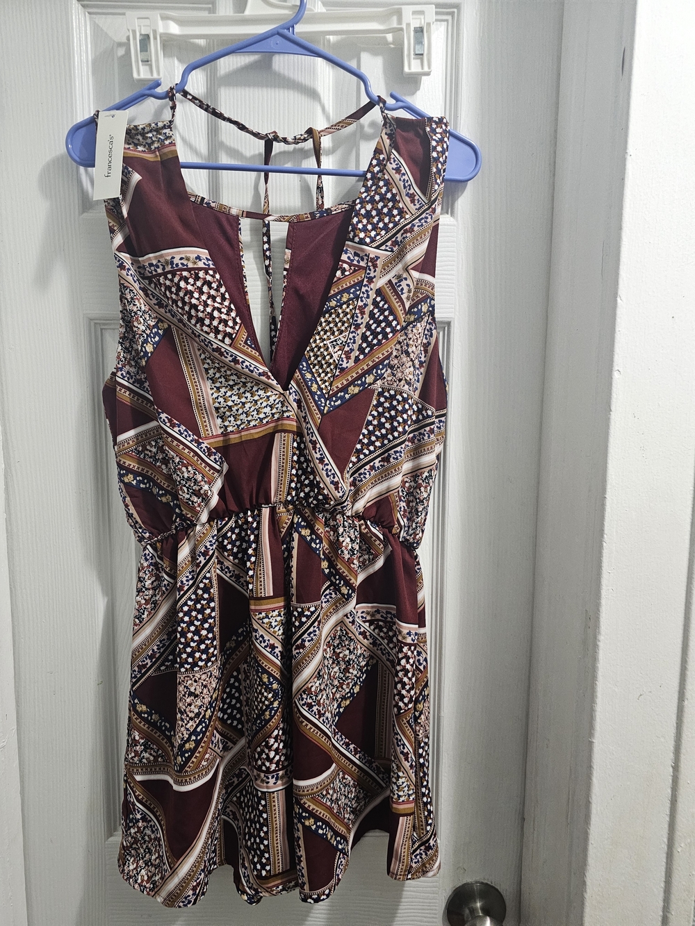 Blue Rain Francescas  Burgundy Printed Sleeveless Romper